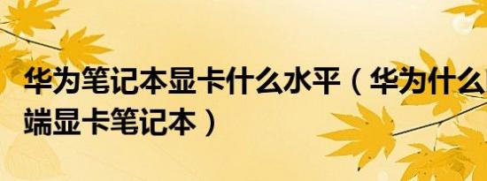 华为笔记本显卡什么水平（华为什么时候出中端显卡笔记本）