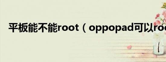 平板能不能root（oppopad可以root吗）