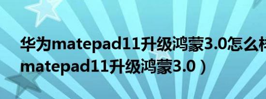 华为matepad11升级鸿蒙3.0怎么样（华为matepad11升级鸿蒙3.0）