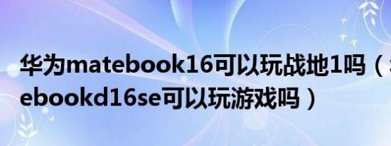 华为matebook16可以玩战地1吗（华为matebookd16se可以玩游戏吗）