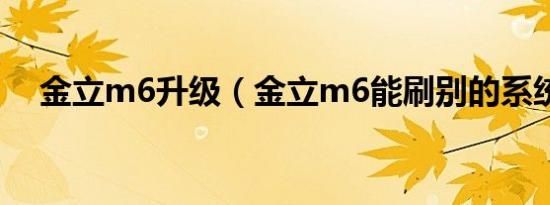 金立m6升级（金立m6能刷别的系统吗）