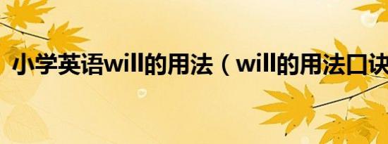 小学英语will的用法（will的用法口诀小学）