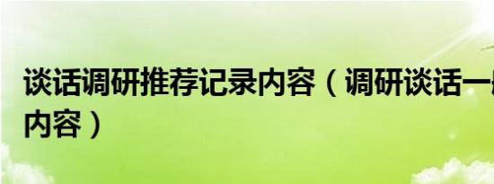 谈话调研推荐记录内容（调研谈话一般谈什么内容）