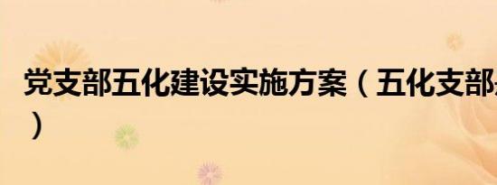 党支部五化建设实施方案（五化支部是哪五化）