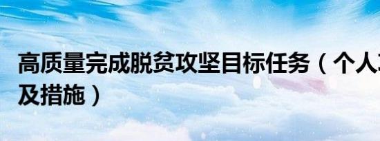 高质量完成脱贫攻坚目标任务（个人攻坚目标及措施）