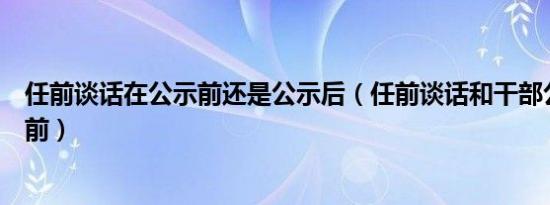 任前谈话在公示前还是公示后（任前谈话和干部公示哪个在前）