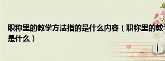 职称里的教学方法指的是什么内容（职称里的教学方法指的是什么）