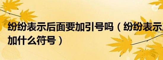 纷纷表示后面要加引号吗（纷纷表示后面应该加什么符号）