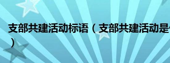 支部共建活动标语（支部共建活动是什么意思）