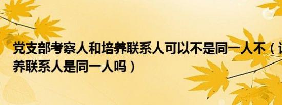 党支部考察人和培养联系人可以不是同一人不（谈话人和培养联系人是同一人吗）