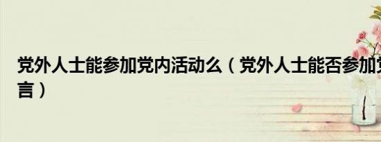 党外人士能参加党内活动么（党外人士能否参加党内交流发言）