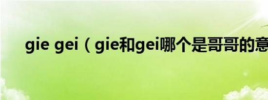 gie gei（gie和gei哪个是哥哥的意思）