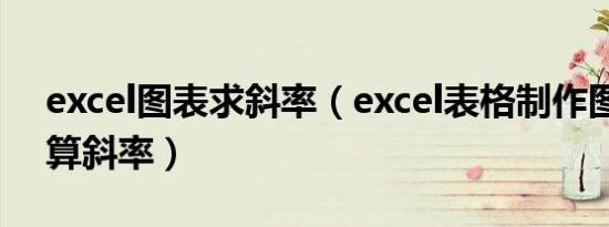 excel图表求斜率（excel表格制作图表怎么算斜率）