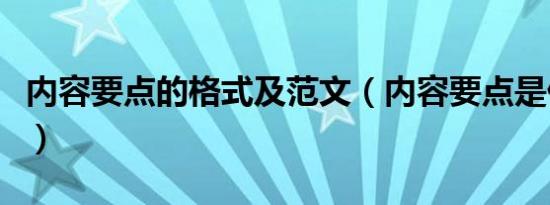 内容要点的格式及范文（内容要点是什么意思）