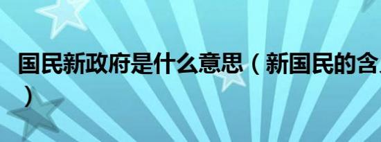 国民新政府是什么意思（新国民的含义是什么）