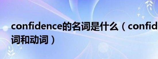 confidence的名词是什么（confident的名词和动词）