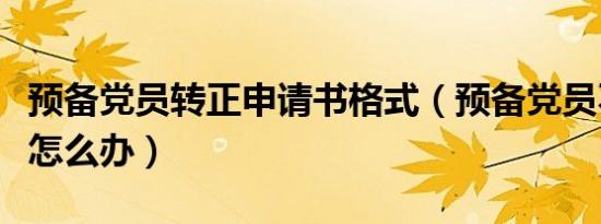 预备党员转正申请书格式（预备党员不想转正怎么办）