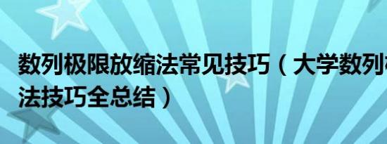 数列极限放缩法常见技巧（大学数列极限放缩法技巧全总结）