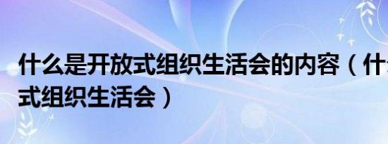 什么是开放式组织生活会的内容（什么是开放式组织生活会）