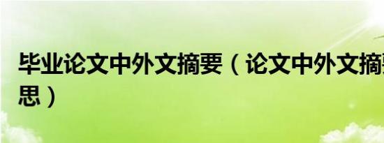 毕业论文中外文摘要（论文中外文摘要什么意思）