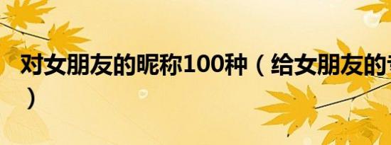 对女朋友的昵称100种（给女朋友的专属称呼）