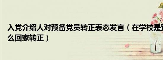 入党介绍人对预备党员转正表态发言（在学校是预备党员怎么回家转正）