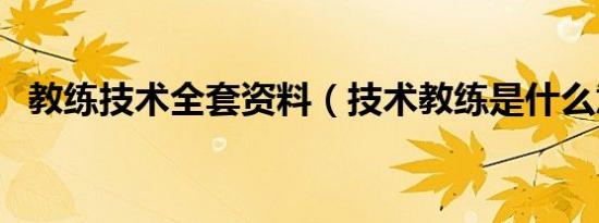 教练技术全套资料（技术教练是什么意思）