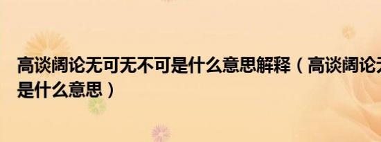 高谈阔论无可无不可是什么意思解释（高谈阔论无可无不可是什么意思）