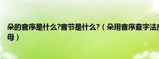 朵的音序是什么?音节是什么?（朵用音序查字法应先查首字母）