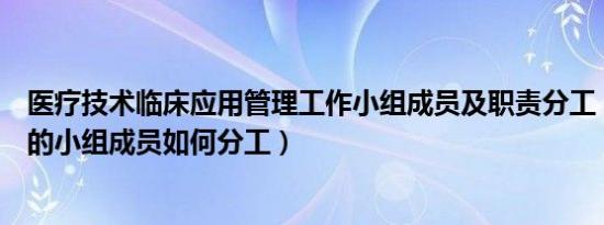 医疗技术临床应用管理工作小组成员及职责分工（高效课堂的小组成员如何分工）