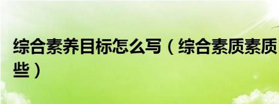 综合素养目标怎么写（综合素质素质目标有哪些）