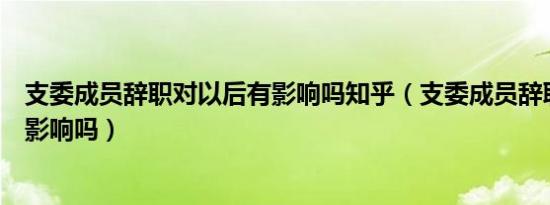 支委成员辞职对以后有影响吗知乎（支委成员辞职对以后有影响吗）