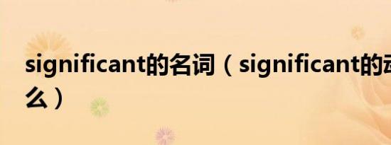 significant的名词（significant的动词是什么）