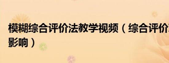 模糊综合评价法教学视频（综合评价对教学的影响）