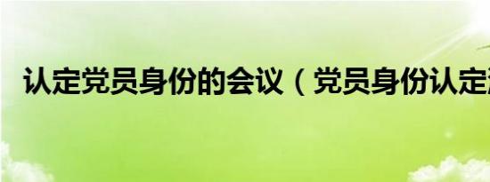 认定党员身份的会议（党员身份认定流程）