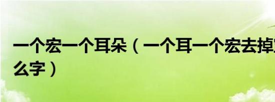 一个宏一个耳朵（一个耳一个宏去掉宝盖念什么字）