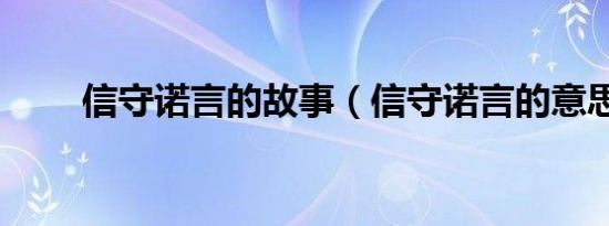 信守诺言的故事（信守诺言的意思）