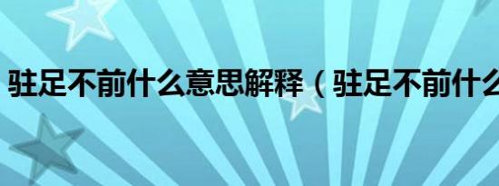 驻足不前什么意思解释（驻足不前什么意思）