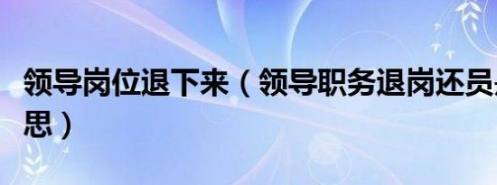 领导岗位退下来（领导职务退岗还员是什么意思）