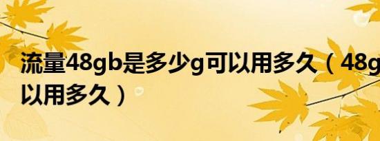 流量48gb是多少g可以用多久（48gb流量可以用多久）