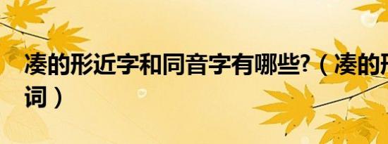 凑的形近字和同音字有哪些?（凑的形近字组词）