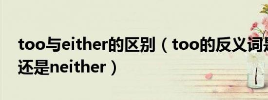 too与either的区别（too的反义词是either还是neither）