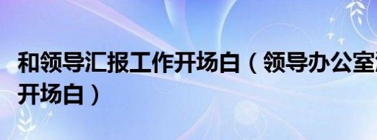 和领导汇报工作开场白（领导办公室汇报工作开场白）