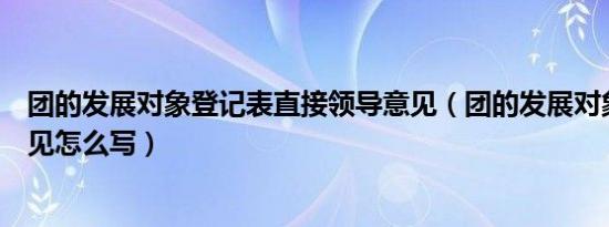 团的发展对象登记表直接领导意见（团的发展对象登记表意见怎么写）