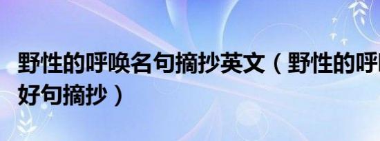 野性的呼唤名句摘抄英文（野性的呼唤英文版好句摘抄）