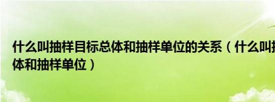 什么叫抽样目标总体和抽样单位的关系（什么叫抽样目标总体和抽样单位）