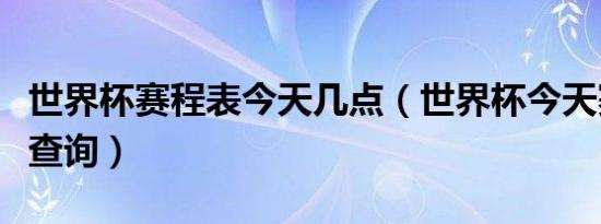 世界杯赛程表今天几点（世界杯今天赛事结果查询）