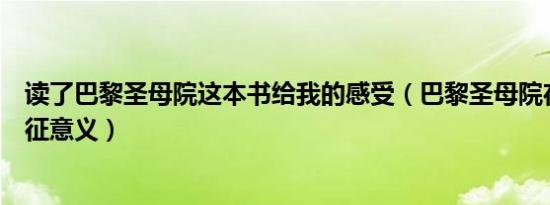 读了巴黎圣母院这本书给我的感受（巴黎圣母院在书中的象征意义）