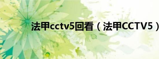 法甲cctv5回看（法甲CCTV5）