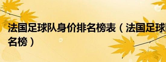 法国足球队身价排名榜表（法国足球队身价排名榜）